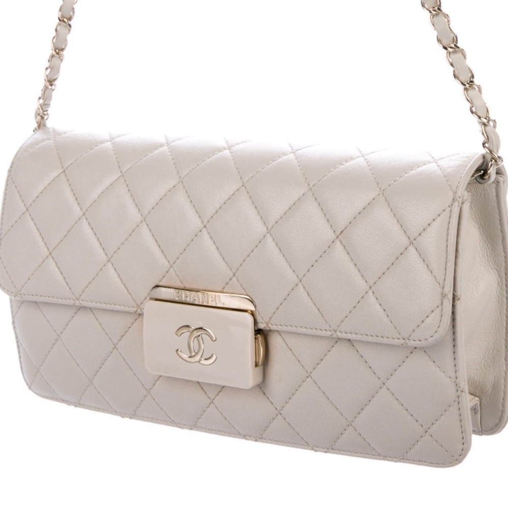 Creme quilted leather Chanel bag